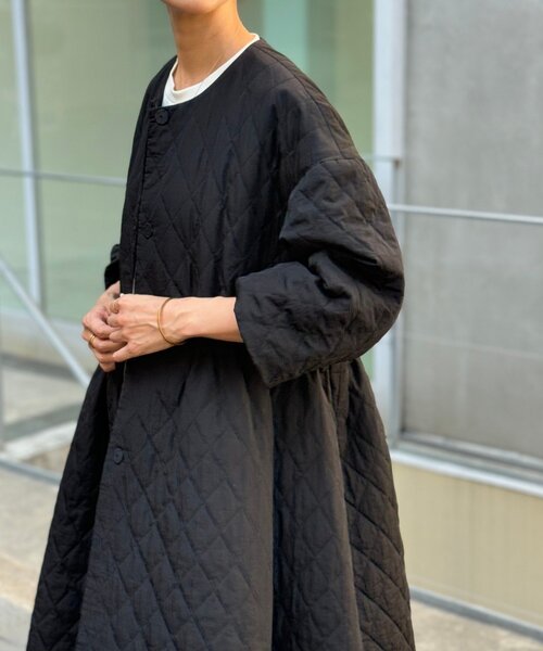 BEARDSLEY ビアズリー キルティングフレアコート キルト ブラック