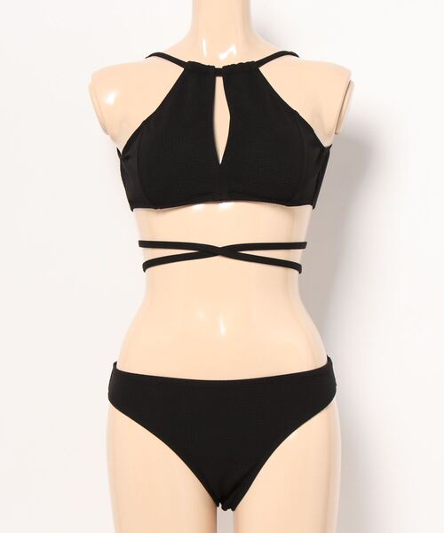 水着 バックオープン胸元セクシー ホルターネックビキニ レディース