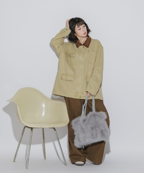 AO2 カバーオール Collar Corduroy Panel Design Coveralls / 襟