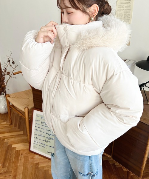 moment+ ダウンコート ダウンジャケット ファイバーダウンフードファー