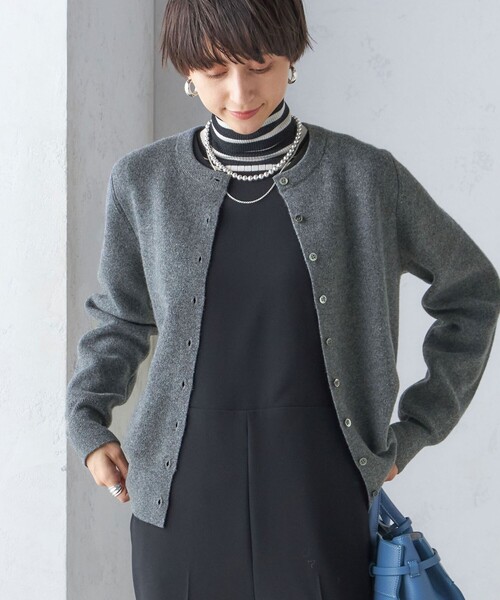 SHIPS（シップス） カーディガン カシミヤ クルーネック カーディガン