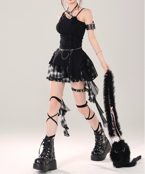 gossip!ロサンゼルス スカート Y2K イレヘムレー チェック柄ススカート