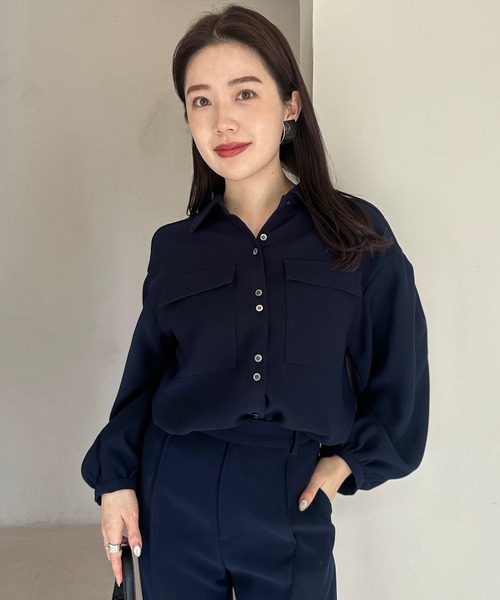 anuans（アニュアンス） ブラウス シャツ ダブルサテンボリューム