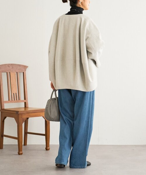 BEARDSLEY（ビアズリー） ノーカラーコート コート 後ろぷっくりウール