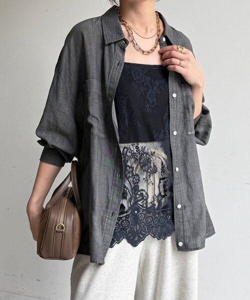 DouDou（ドゥドゥ） ブラウス シャツ 「新色追加」スカラレースキャミ