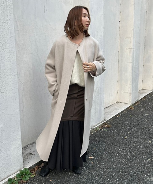 FRAY I.D（フレイ・アイディー） ノーカラーコート 1 グリーン