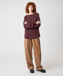 6 パンツ 「6(ROKU)」ポリエステル サテン パンツ レディース