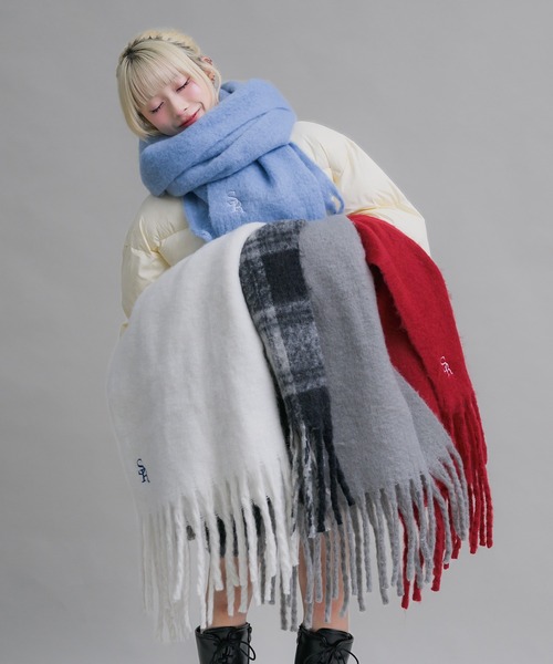 17HR（セブンティーンアワーズ） マフラー ストール ロゴ刺繍マフラー