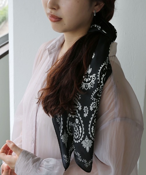 colleca la（コレカラ） スカーフ バンダナ モノトーンペイズリー柄