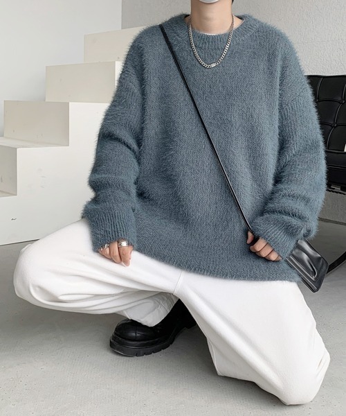 セーター ニット 新色追加「FVLMEN」shaggy fur crew knit pullover