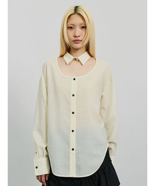 SORIN（ソリン） ブラウス シャツ Wool Voile Cut-out Shirt/ウール