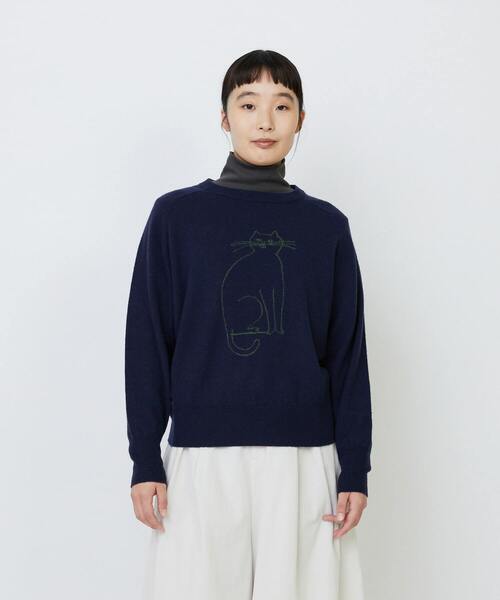 LOISIR ニット セーター インターシャニットプルオーバー レディース