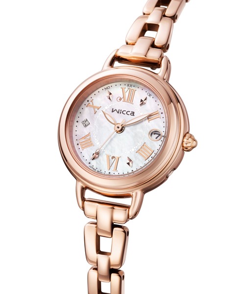 wicca（ウィッカ） 腕時計 ソーラーテック 電波時計 ピンクゴールド