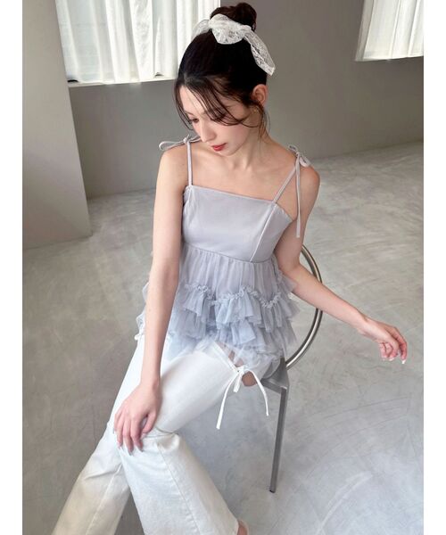 RESEXXY（リゼクシー） キャミソール チュールフリルペプラムキャミ