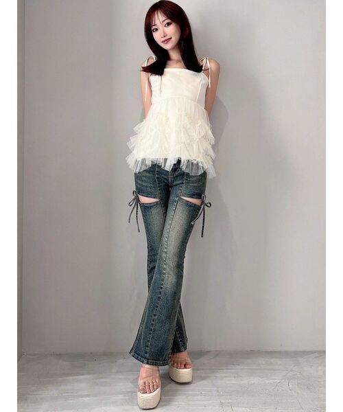 RESEXXY（リゼクシー） キャミソール チュールフリルペプラムキャミ