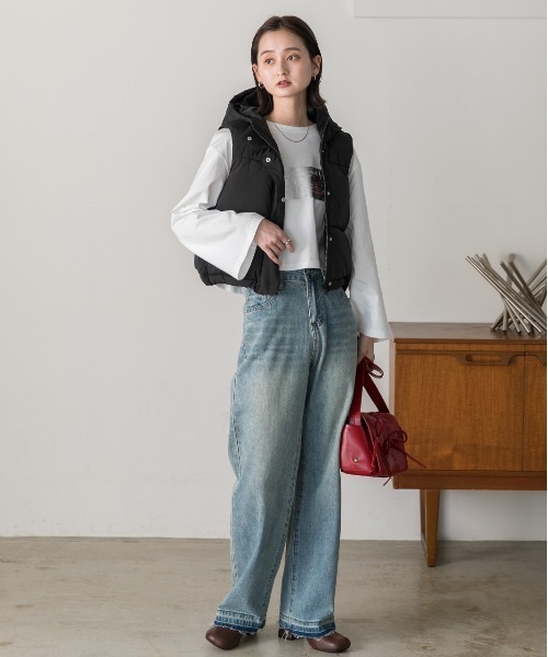 ad thie（アドティエ） ダウンベスト ベスト フード付き 中綿 ショート