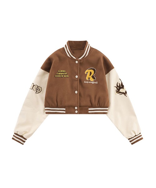 スタジャン 「HOOK」アメカジワッペン刺繍スタジャンジャケット