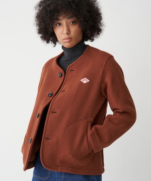 Danton（ダントン） ノーカラージャケット 38 ブラウン レディース