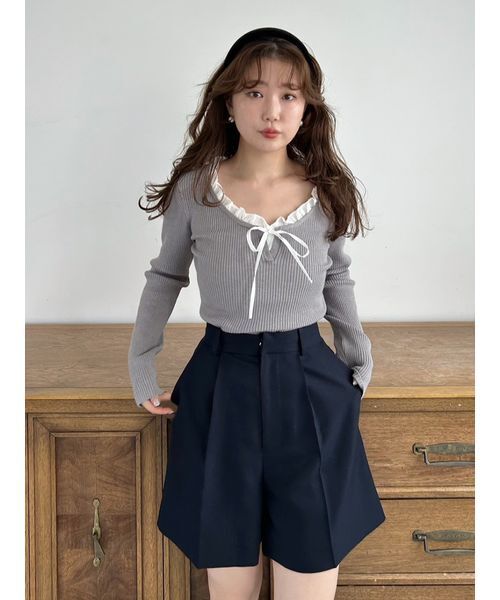 SNIDEL（スナイデル） ニット セーター フリルドッキングニットプル