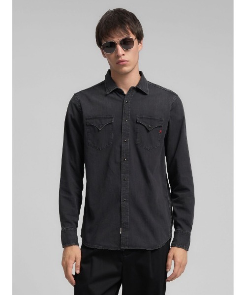 ま*ー様 RRL ダークブラックウエスタンシャツ 90s RRL ダブルアール