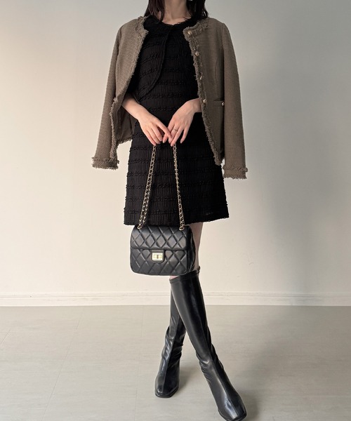 JUNOAH（ジュノア） ジャケット ノーカラージャケット 金ボタン