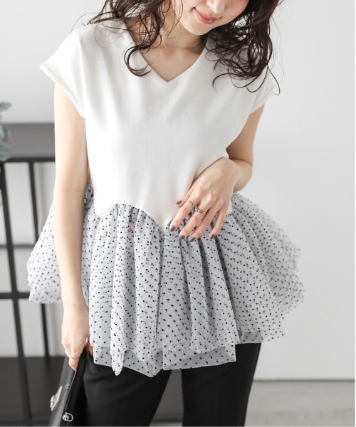 ドットチュールドッキング ペプラムトップス レディース : ZOZOTOWN
