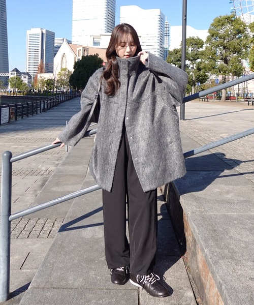 Reurie'（レウリィ） コート アウター シャギースタンドカラーコート