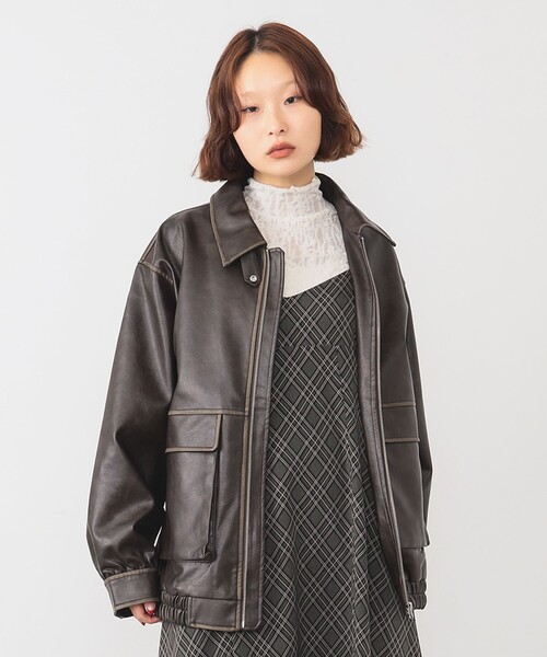 Ray BEAMS（レイ ビームス） ブルゾン アウター フェイクレザー