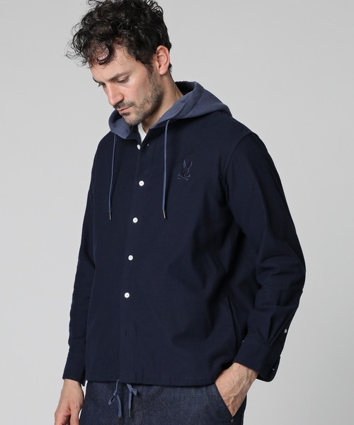 Psycho Bunny（サイコバニー） シャツ フーディ ストレッチネル シャツ