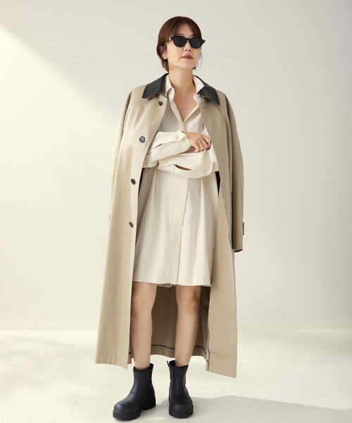 plage（プラージュ） トレンチコート コート R'IAM レザーカラーTRENCH