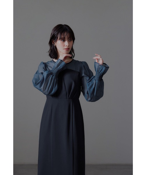 niana（ニアナ） ドレス ビスチェ風ボリュームスリーブシフォンドレス