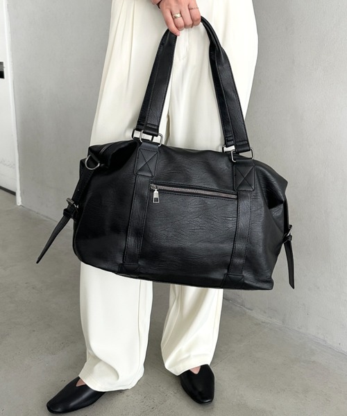 ボストンバッグ 「A4収納可能」PU 2WAYマルチショルダーバッグ