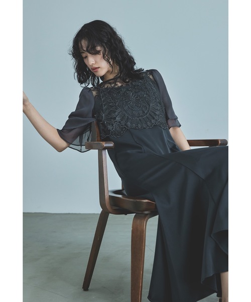 niana（ニアナ） ドレス リーフ刺繍レースブラウスキャミワンピース