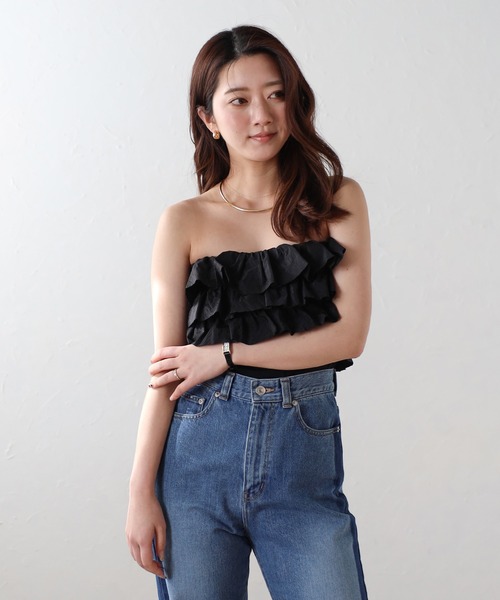 ENC チューブトップ ベアトップ frill bare top / フリルベアトップ