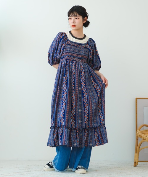 eLur（エラー） ワンピース 「eLur」ペイズリー柄ワンピース