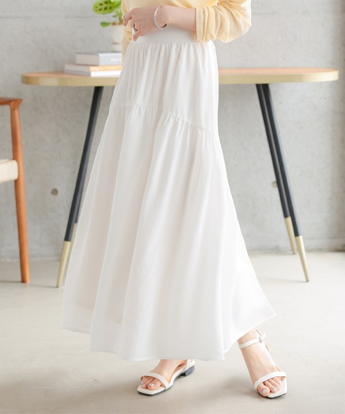 スカート 「 低身長向けサイズ 」 選べる2丈 ラウンドギャザー切り替え