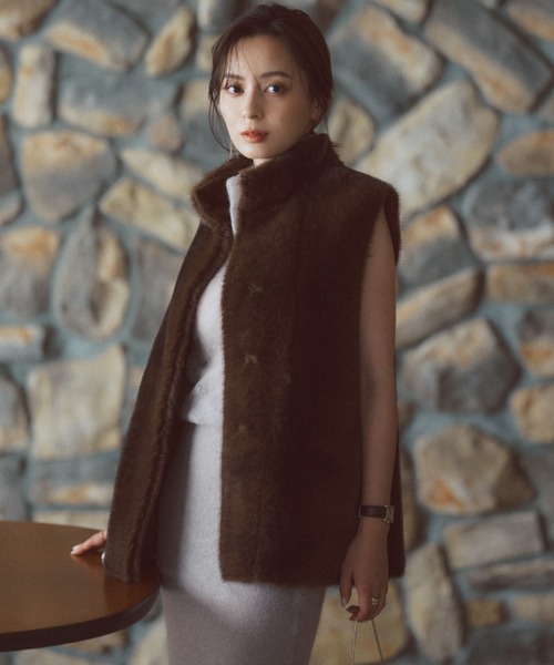 anuans（アニュアンス） ベスト ジレ スタンドカラーファーベスト