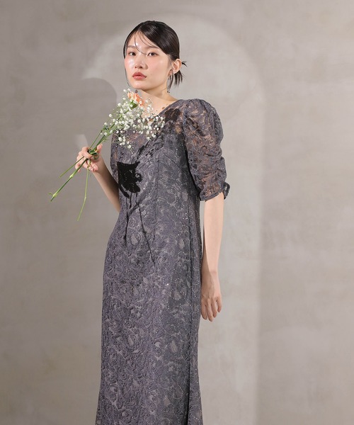 Kana ドレス 総レース スパンコール マーメイド ワンピース ドレス