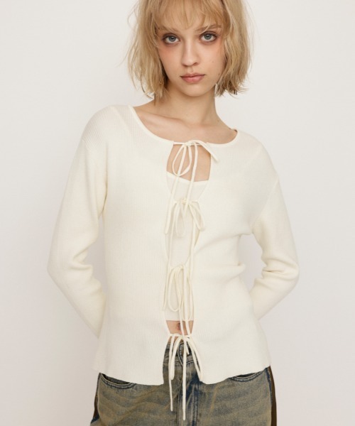 SLY（スライ） ニット セーター 「キャミ付き」MANYWAY RIBBON KNIT