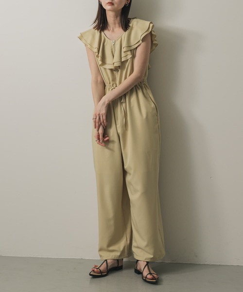 フリルオールインワン（レディースサロペット、オーバーオール）（色