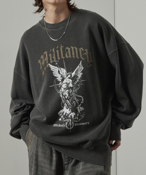 トレーナー スウェット 「Alfred Alex」ヴィンテージ加工ピグメント