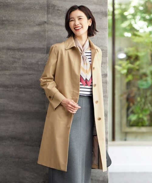 ステンカラーコート コート 60/2コンパクトギャバ レディース