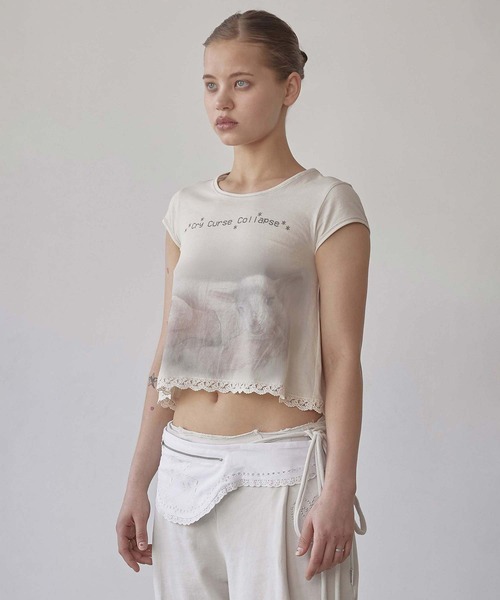 SCULPTOR（スカルプター） tシャツ Lace Crop Baby Tee レディース