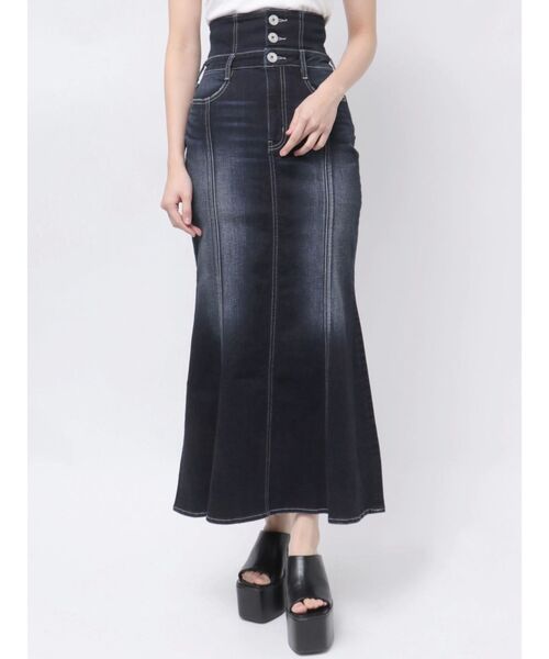 GYDA（ジェイダ） デニムスカート ハイウエストBACKクロスマーメイド