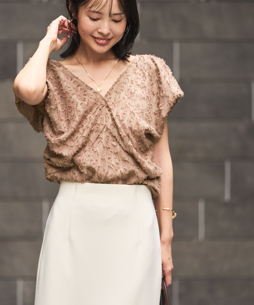 NOBLE（ノーブル） ブラウス シャツ 「洗える」レオパードジャガード