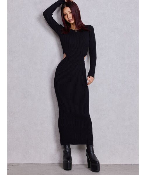 GYDA（ジェイダ） ワンピース LONG SLEEVE SIDE OPEN ニットワンピース