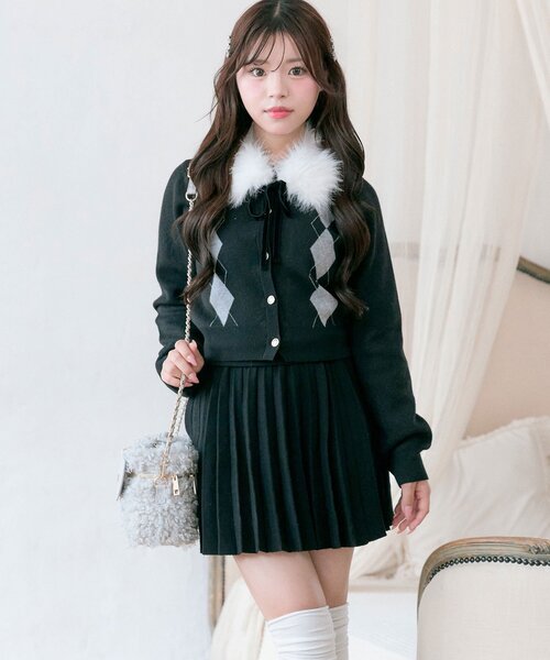 OLIVE des OLIVE（オリーブデオリーブ） スカート ニットプリーツ