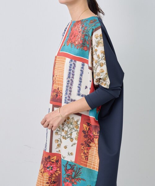 BEARDSLEY（ビアズリー） ワンピース スカーフパッチワークプリント