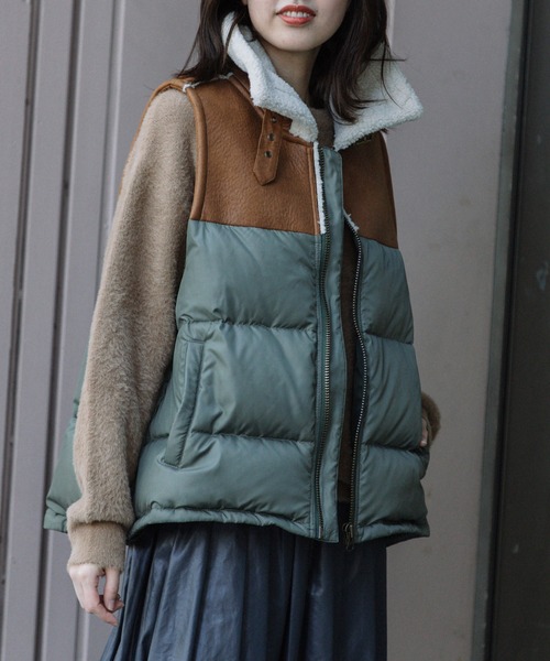 Munich（ミューニック） ダウンベスト ベスト ダウンタフタ×ムートン