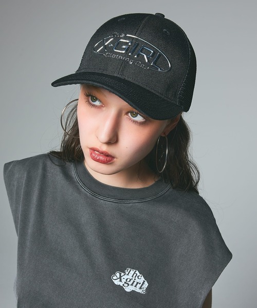 X-girl（エックスガール） キャップ 帽子 METALLIC LOGO 6PANEL MESH